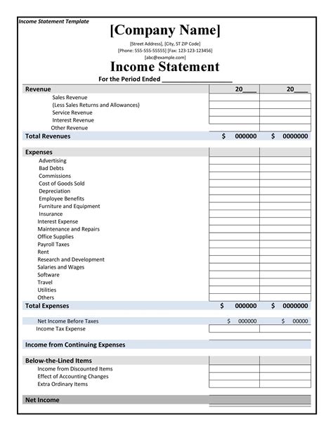 Free Printable Income Statement Template Printable Templates
