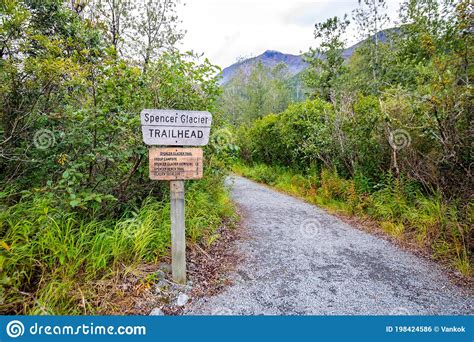 Spencer Glacier Trail Sign In Chugach National Forest Alaska Stock