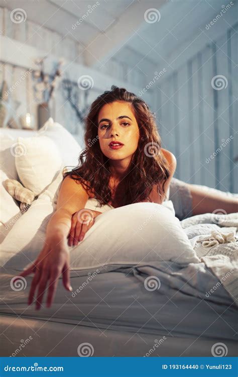 Young Pretty Lady Girl Posing In Vintage Hotel Bedroom Interior Lifestyle Rich People Concept