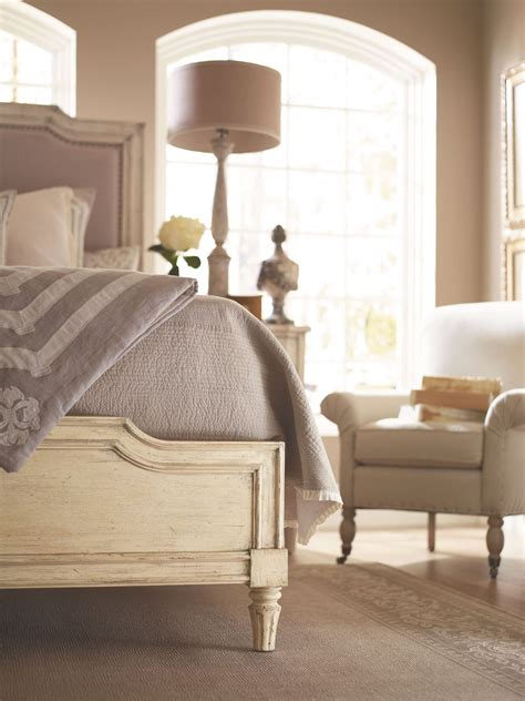 European Cottage Vintage White Upholstered Bedroom Set