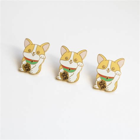 Lucky Corgi Pin Year Of The Dog Enamel Pin Pins Welsh Etsy