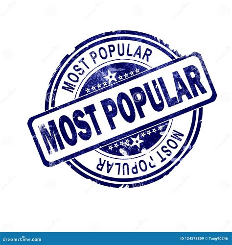 Most Popular Word With Blue Round Stamp Stock Illustration