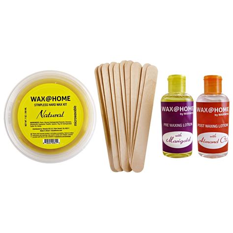 Waxhome Stripless Microwavable Hard Wax Kit Natural With Pre Post