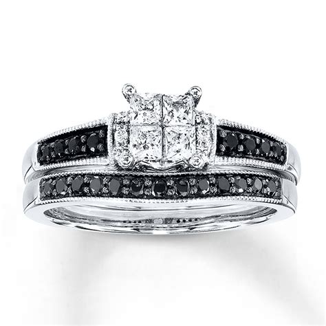 Kay Blackwhite Diamonds 12 Ct Tw Bridal Set 10k White Gold Black