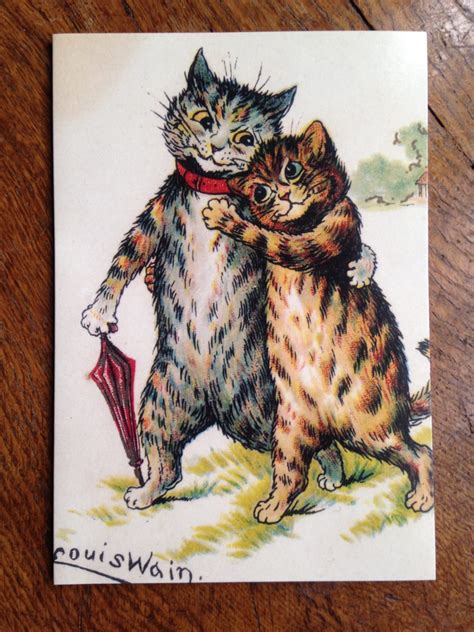Another Lovely Louis Wain Vintage Illustration Of Two Cats Etsy