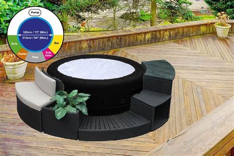 4 Person Inflatable Hot Tub Suite With Rattan Surround And Seat Inflatable Hot Tubs Intex Hot