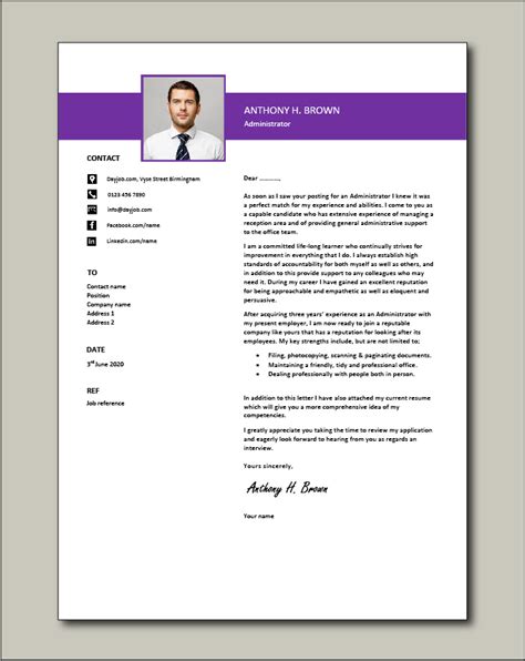 Template tips marcus january 29, south africa. Administrator cover letter example 1