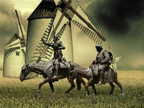 Whereas don quixote pays lip service to a woman he has never even seen, sancho truly loves his wife, teresa. Don Quixote And Sancho Panza Stock Illustration ...