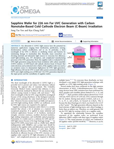 Pdf Sapphire Wafer For 226 Nm Far Uvc Generation With Carbon Nanotube