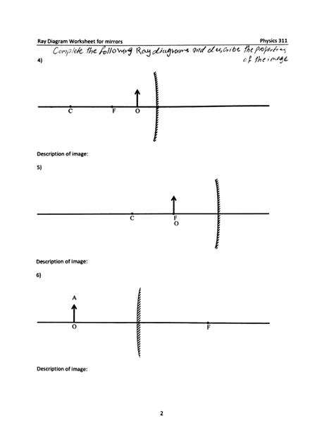 Solved Ray Diagram Worksheet For Mirrors Physics 311 4 O