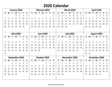 2020 Printable Calendar One Page Printable Calendar 2023