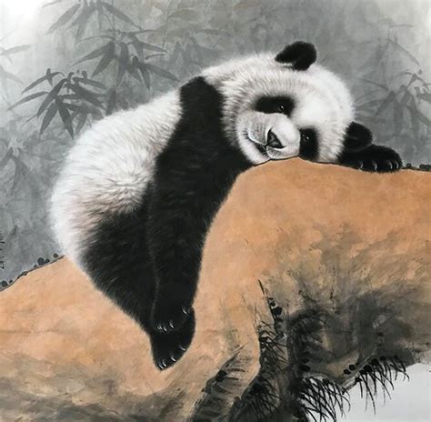 Chinese Panda Painting 4502009 66cm X 66cm26〃 X 26〃