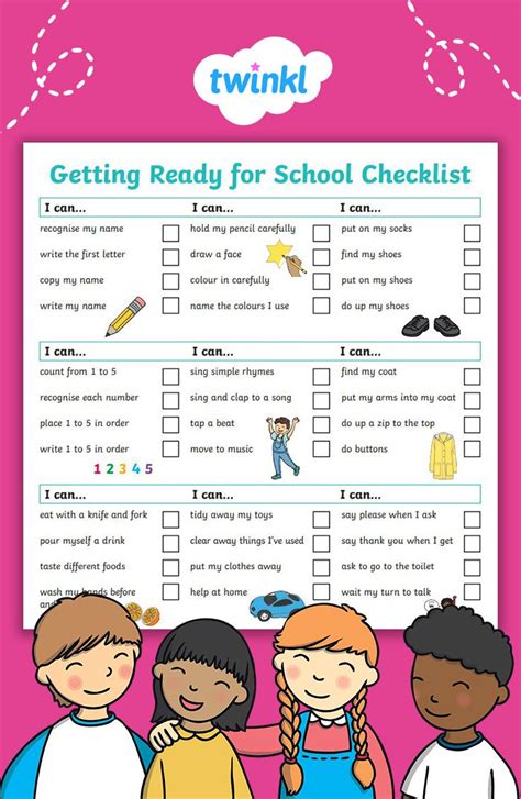 My Starting School Checklist School Readiness Activities School