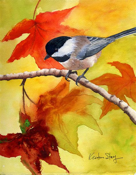Chickadee Autumn Painting By Kristina Storey Fine Art America