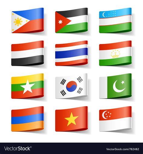 Asia Flags Royalty Free Vector Image Vectorstock