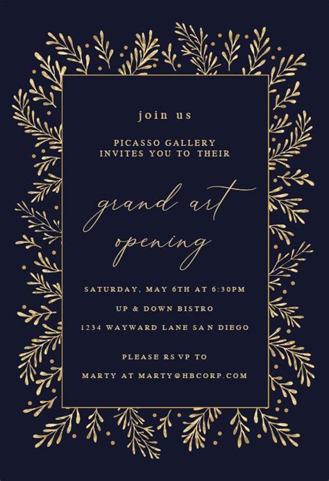 Gold Leaf Border Business Event Invitation Template Free