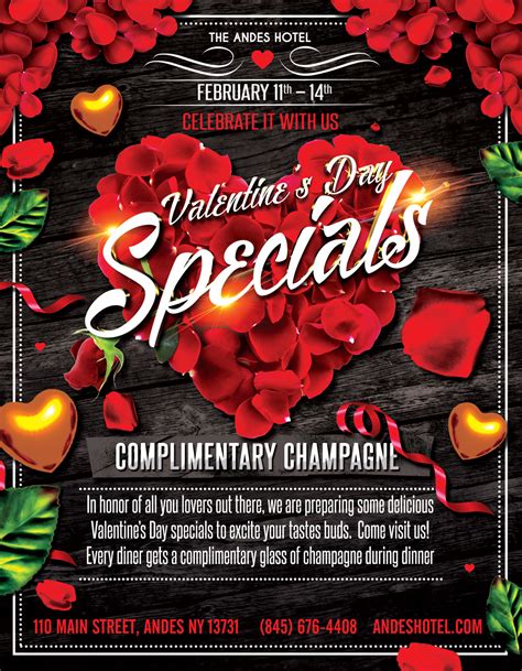 Valentines Day Specials And Complimentary Champagne Watershed Post