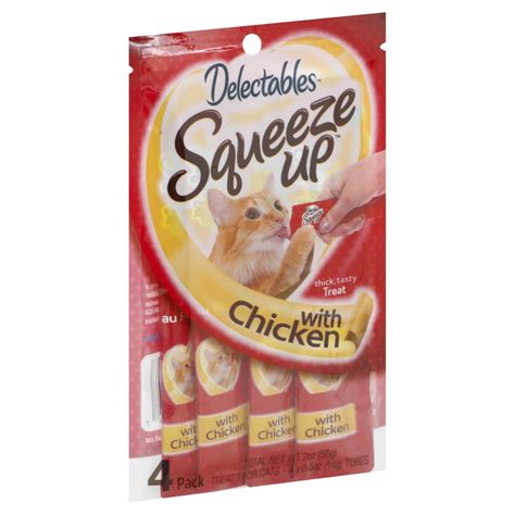 Squeeze Up With Chicken Flavor Cat Treats Delectables 4 X 05 Oz