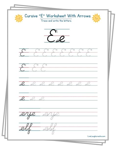 Cursive E Worksheets 10 Free Letter Writing Printables