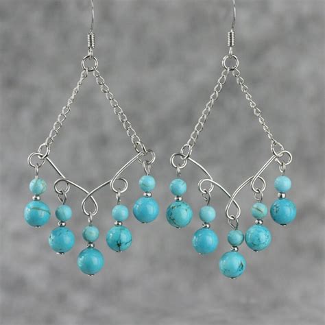 Turquoise Dangling Chandelier Earrings Bridesmaids Gifts Free Etsy