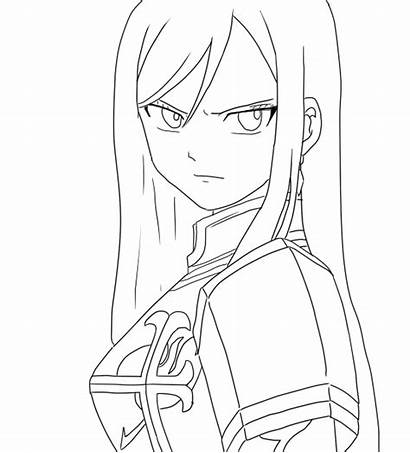Tail Fairy Erza Coloring Lineart Anime Line