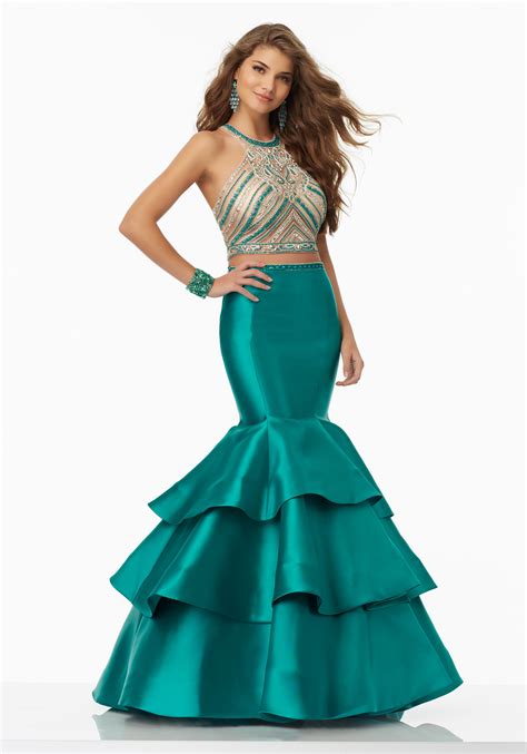 two piece prom dress with larissa satin skirt morilee