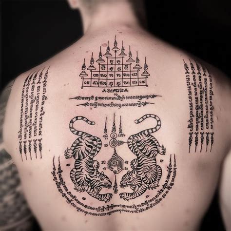 Sak Yant Back Piece By The Homie Tum Tattoos For Guys Skull Tattoos