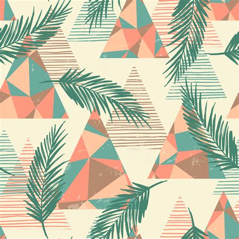 Trendy Seamless Exotic Pattern With Palm And Geometric Elements 291201