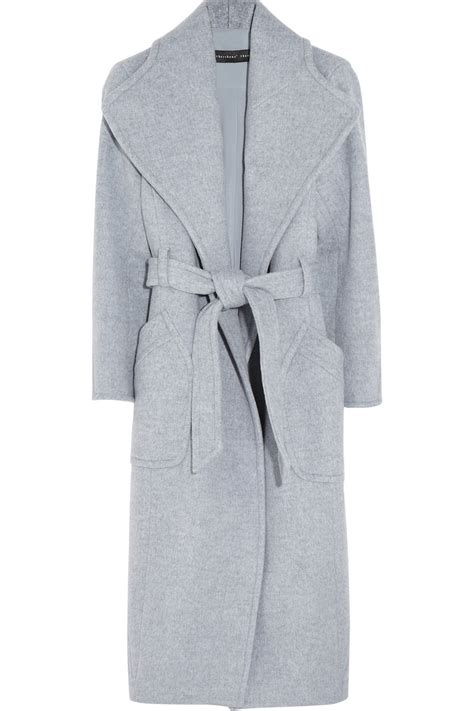 Lyst Theyskens Theory Belted Wool Blend Coat In Blue