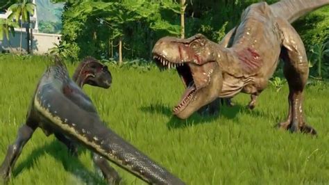 Indoraptor Vs Tyrannosaurus Rex Jurassic World Evolution Youtube