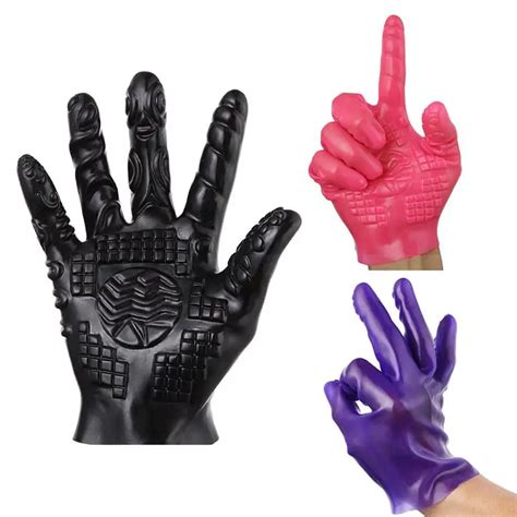Qise Male Female Sex Gloves Massage Glove Soft Flirting Masturbation Glove Ribbed Teasing Gloves