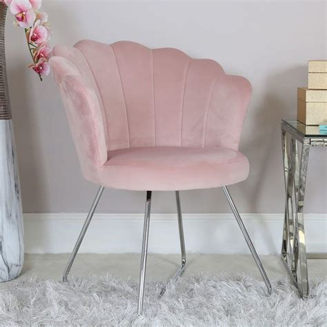 Furniture, interior object, stylish armchair. Light Pink Velvet Shell Back Dining Chair Armchair With ...
