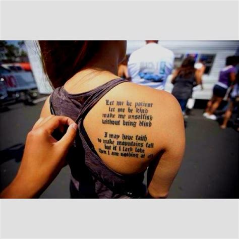 The Back Of A Woman S Upper Arm With A Poem Written In Cursive Writing
