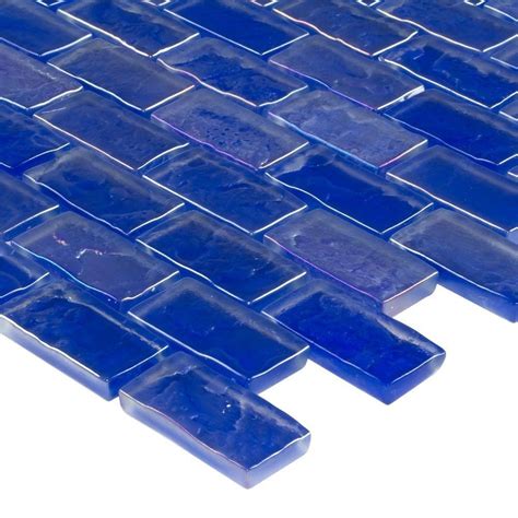 Iridescent Pool Glass Tile Cobalto 1x2 Mineral Tiles