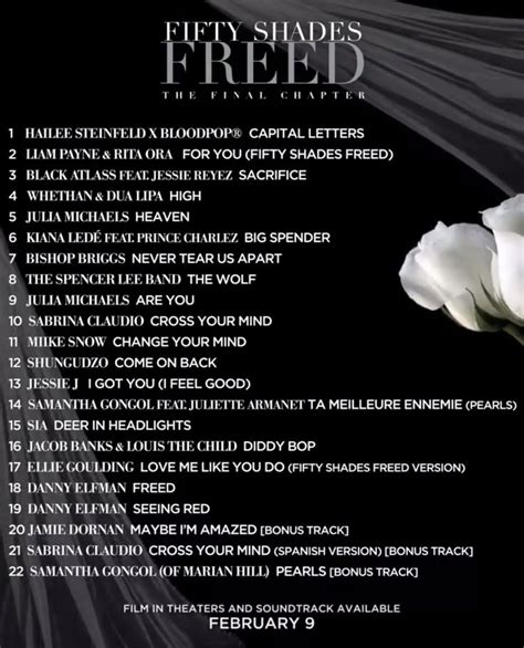 Ost album was released in february 17. Fifty Shades Freed Soundtrack | Fifty shades, Fifty shades ...