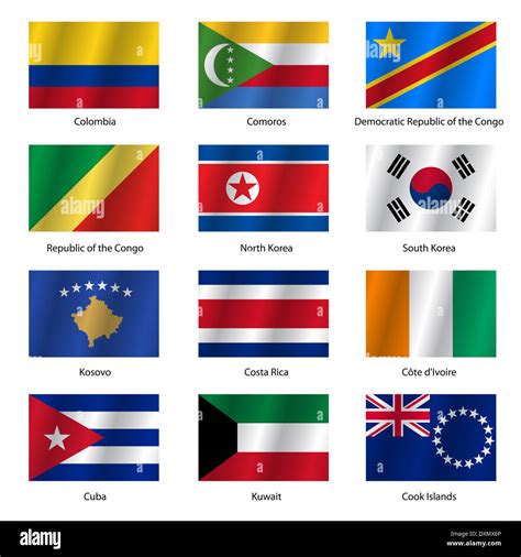 Set Flags Of World Sovereign States Vector Illustration Stock Photo