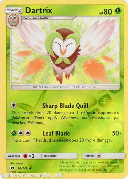 Dartrix 10149 Sun And Moon Reverse Holo Mint Pokemon Card Unicorn