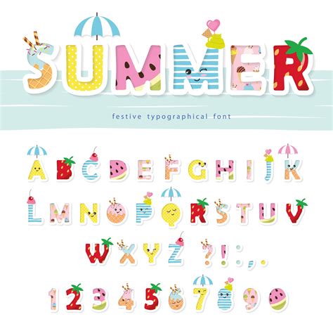 Summer Font Creative Cartoon Letters And Numbers 670741 Vector Art At