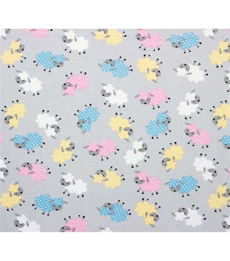 Tossed Baby Sheep Super Snuggle Flannel Fabric Joann