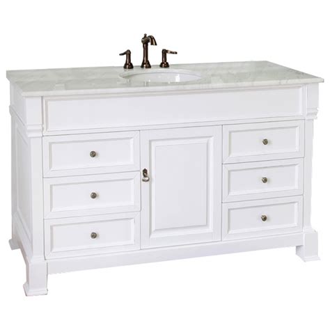 60 Inch Single Sink Bathroom Vanity With White Marble Uvbh205060swh60