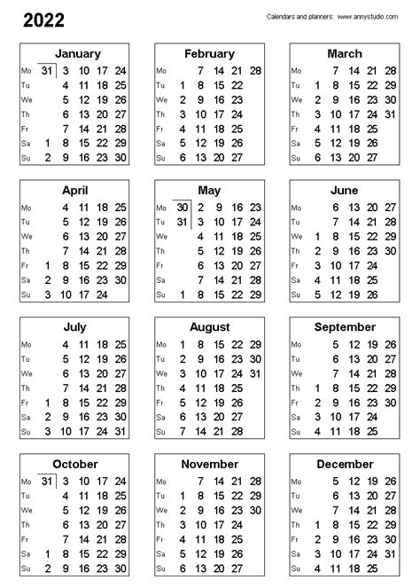 2022 Printable Calendar Uk Printable Calendar 2022 Yearly Monthly