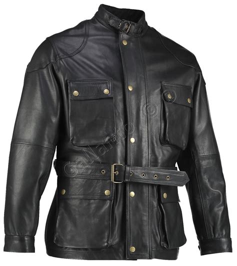Black Benjamin Button Biker Mens Long Vintage Leather Jacket Motorcy