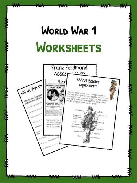 World War I Ww1 Worksheets Facts And Information For Kids