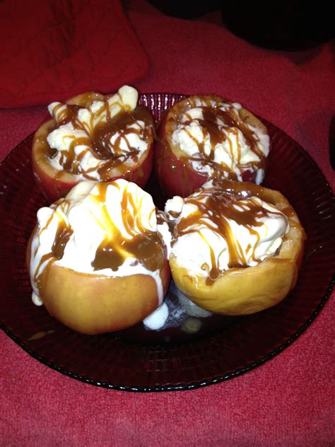 These Were Some Yummy Baked Apple Bowls With Vanilla Ice Cream And