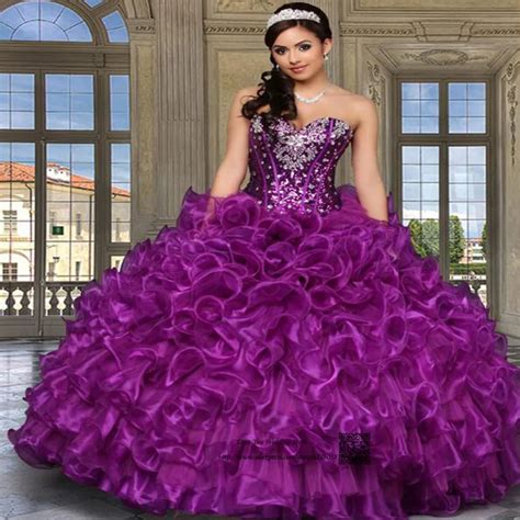 Purple Cheap Quinceanera Gowns Dresses 2016 Vestidos De 15 Anos Sweet 16 Dresses Sequin Crystal