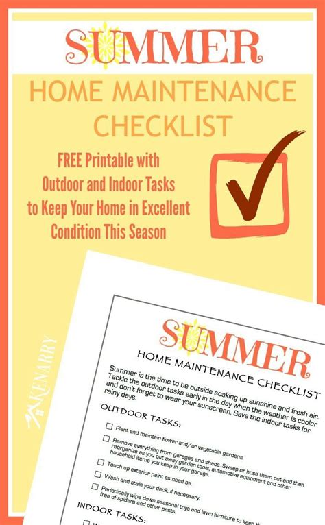 Cool This Free Printable Summer Home Maintenance Checklist Helps You