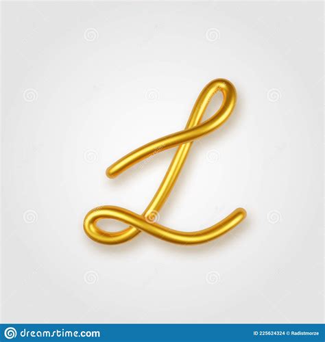 Gold 3d Realistic Capital Letter L On A Light Background Stock Vector