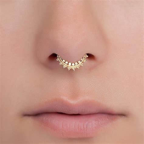 Tiny Gold Fake Indian Septum Ring Gold Plated Brass Septum Jewelry