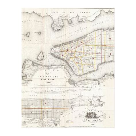 Vintage Map Of New York City 1860 2 Canvas Print Zazzle