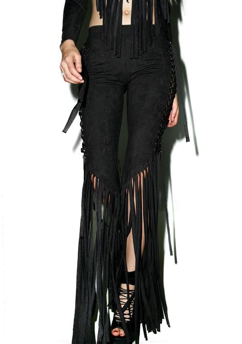 Get Twisted Lace Up Fringed Pants Lace Up Streetwear Outfit Lace